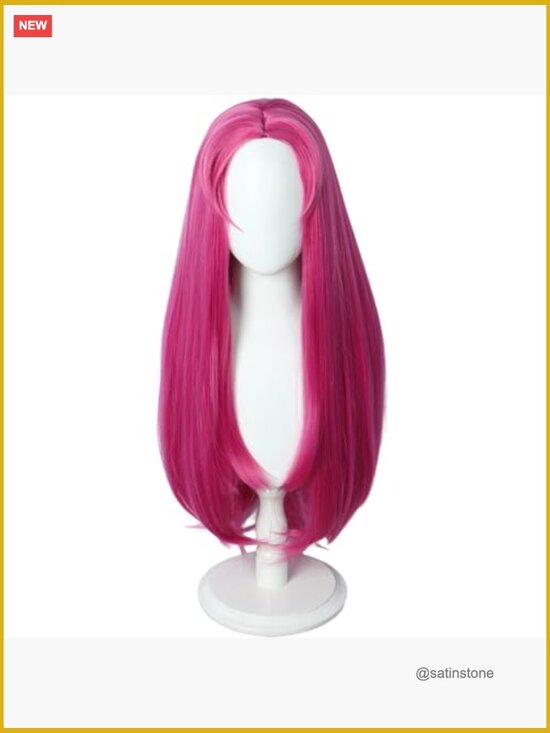 Long Straight Rose Red Cosplay Wig with Wig Cap, Heat Resistant Synthetic Hair